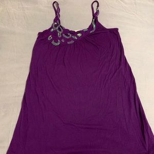 Tunic length tank top with sequin detail